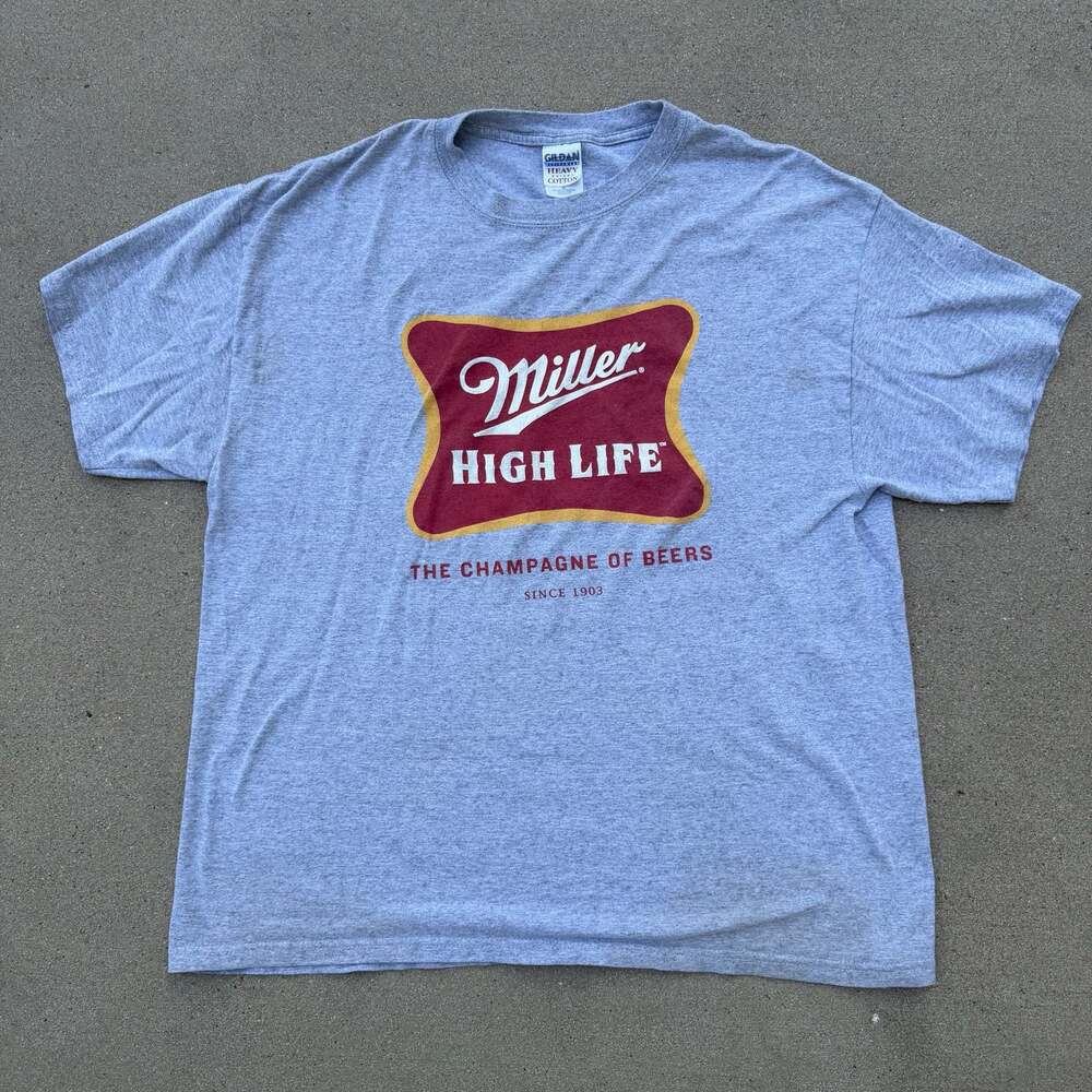 Miller High Life The Champagne of Beers Gray Graphic T-Shirt